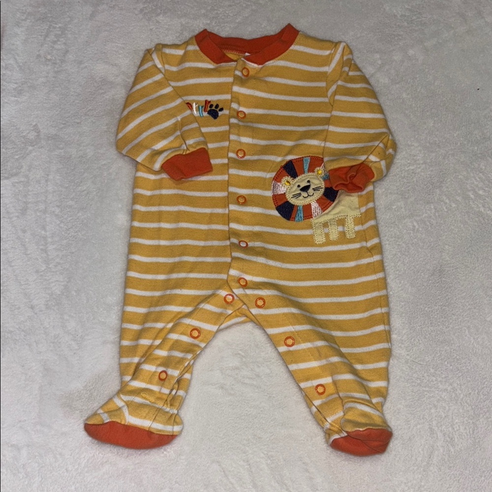 PEKKLE Striped lion Yellow and Orange Kids One Piece 3 months snap up 🦁